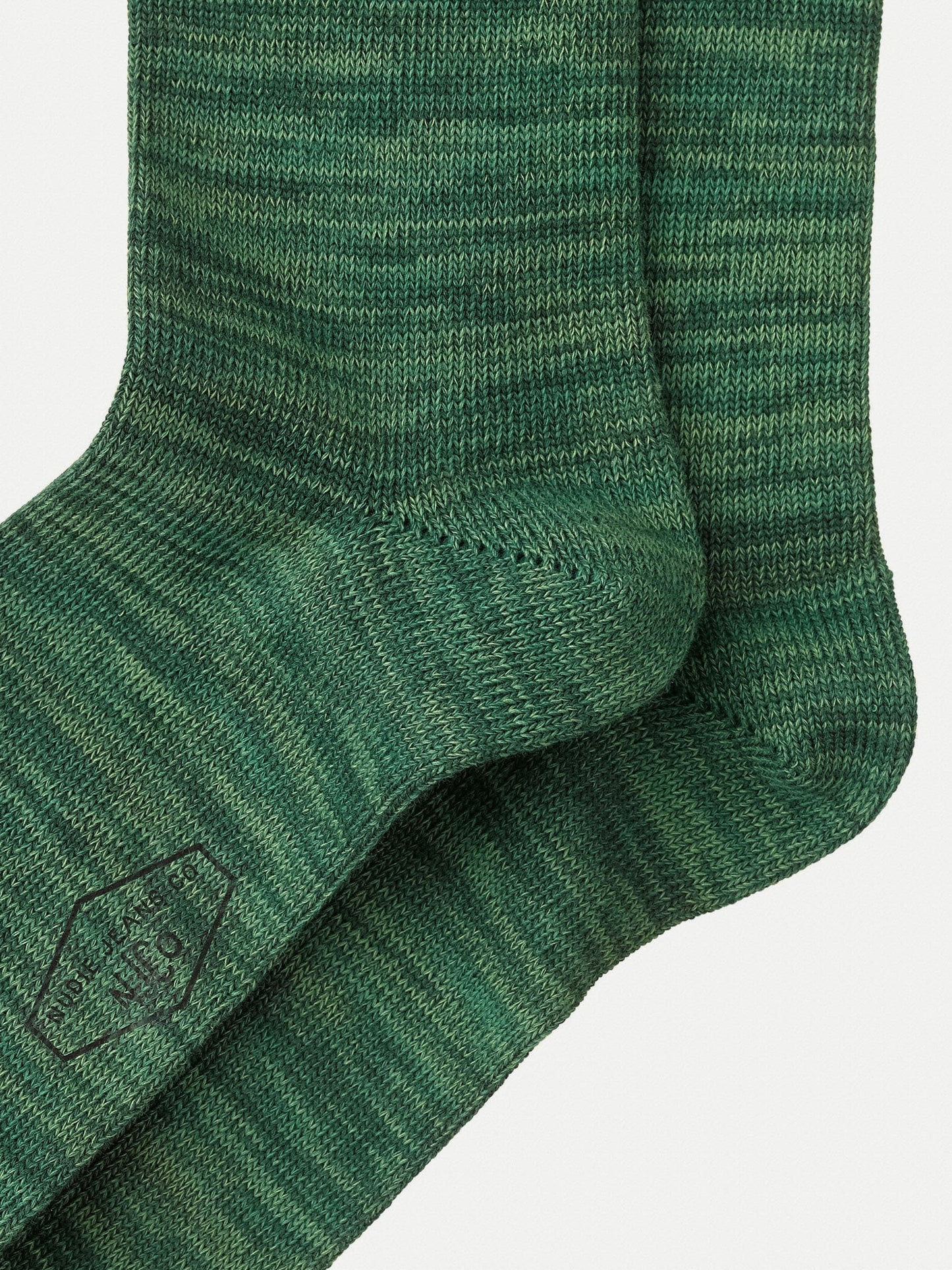 Chaussettes hautes vert chiné en coton bio - rasmusson striped socks pistaccio