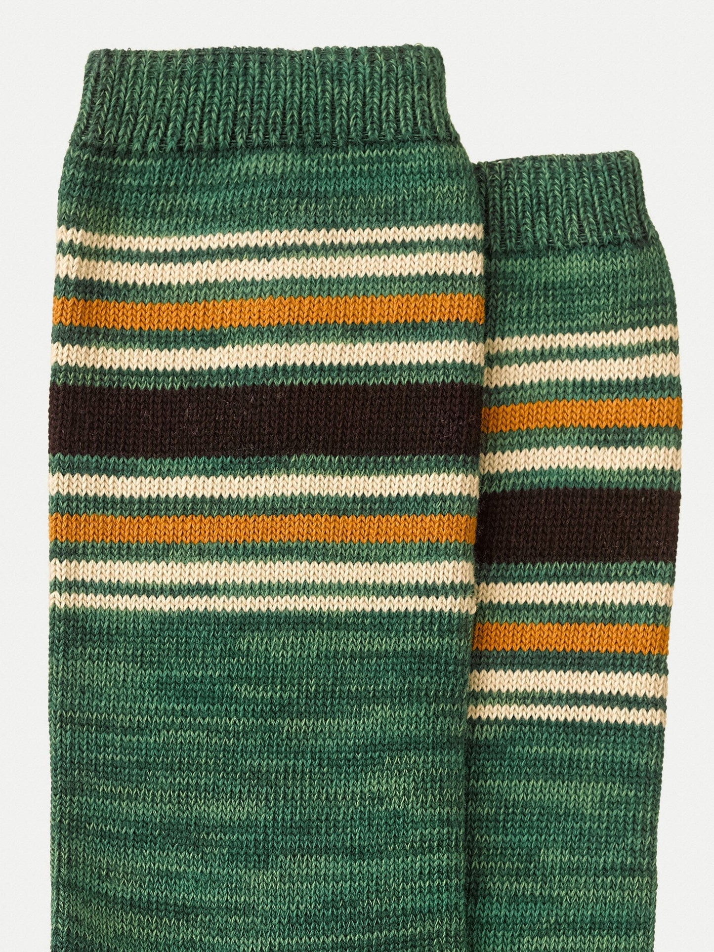 Chaussettes hautes vert chiné en coton bio - rasmusson striped socks pistaccio