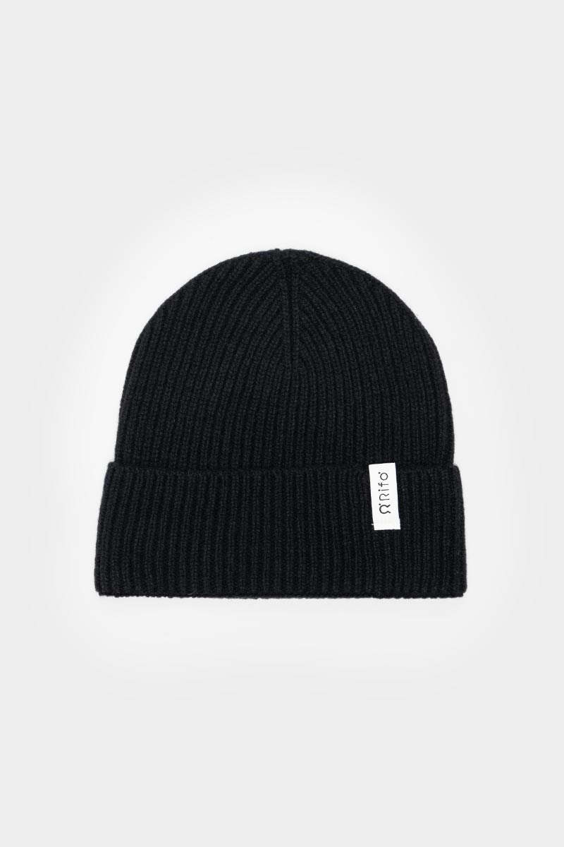 Bonnet en cachemire recyclé | noir "cappello marcello nero ardesia"