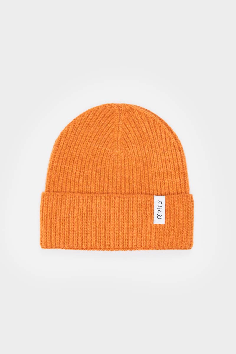 Bonnet en cachemire recyclé | orange "marcello arancio becco d'oca"