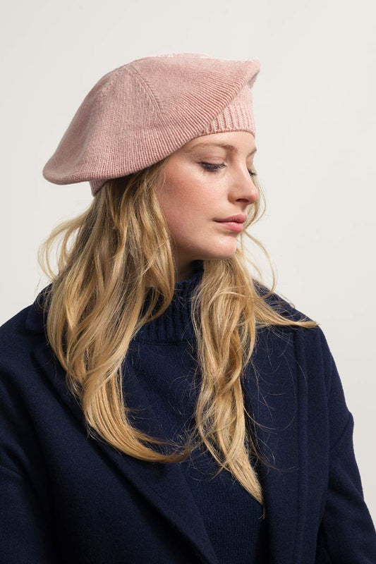 Béret en cachemire recyclé | rose "basco nives rosa quarzo"