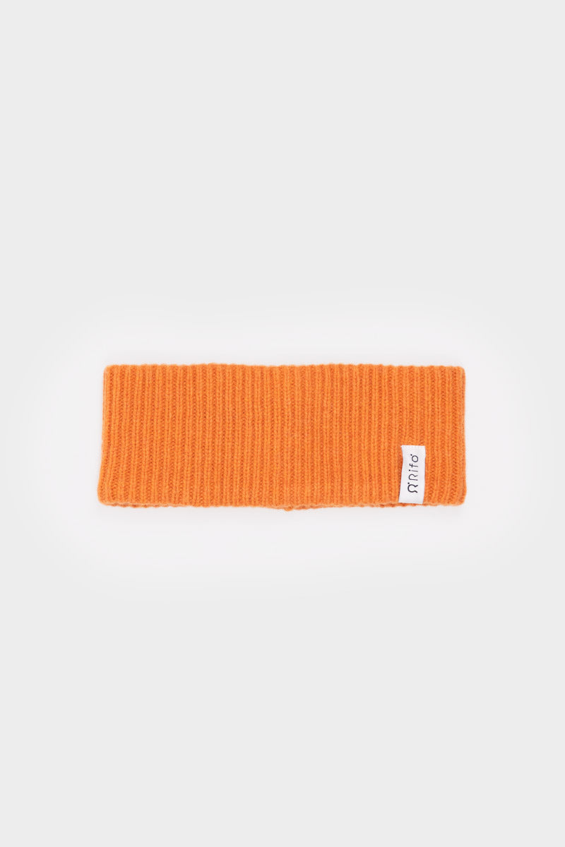 Bandeau en cachemire recyclé | orange "fascia lara arancio becco d'oca"