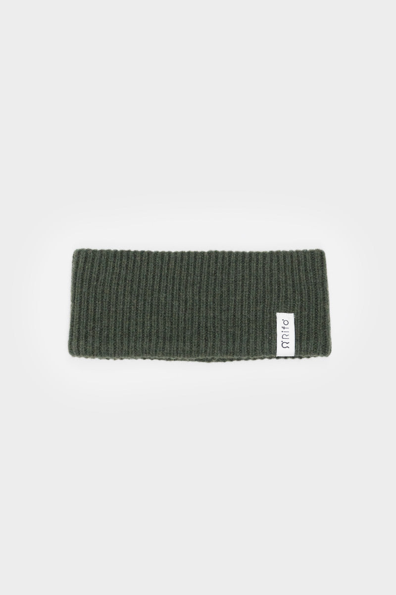 Bandeau en cachemire recyclé | kaki "fascia lara verde foresta"