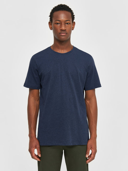T-shirt en coton bio | bleu chiné "basic tee insigna blue"