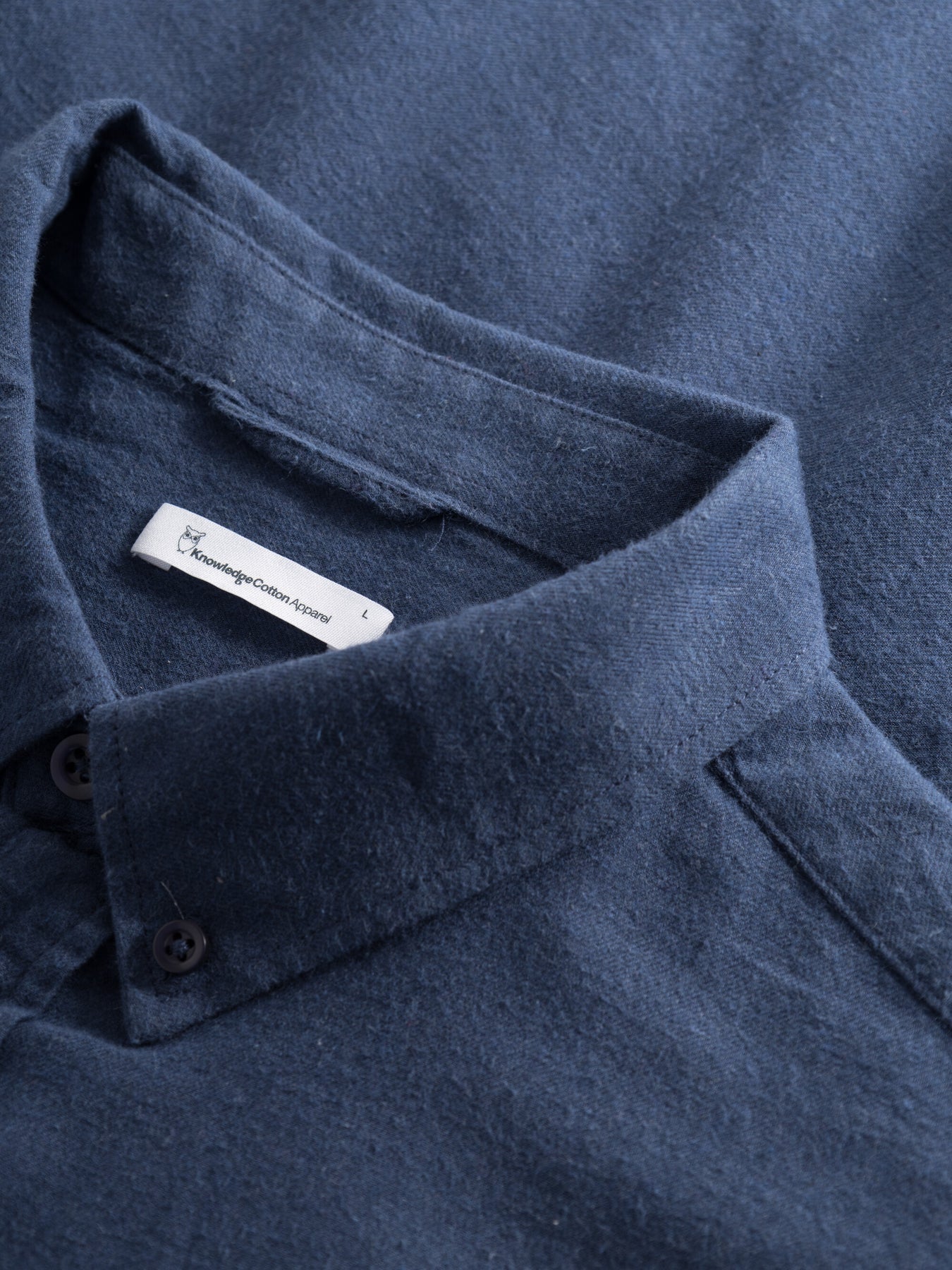 Chemise flanelle avec poche en coton bio | bleu "melangé flannel shirt estate blue"
