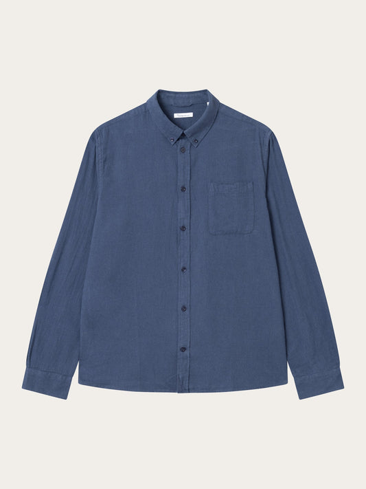 Chemise flanelle avec poche en coton bio | bleu "melangé flannel shirt estate blue"