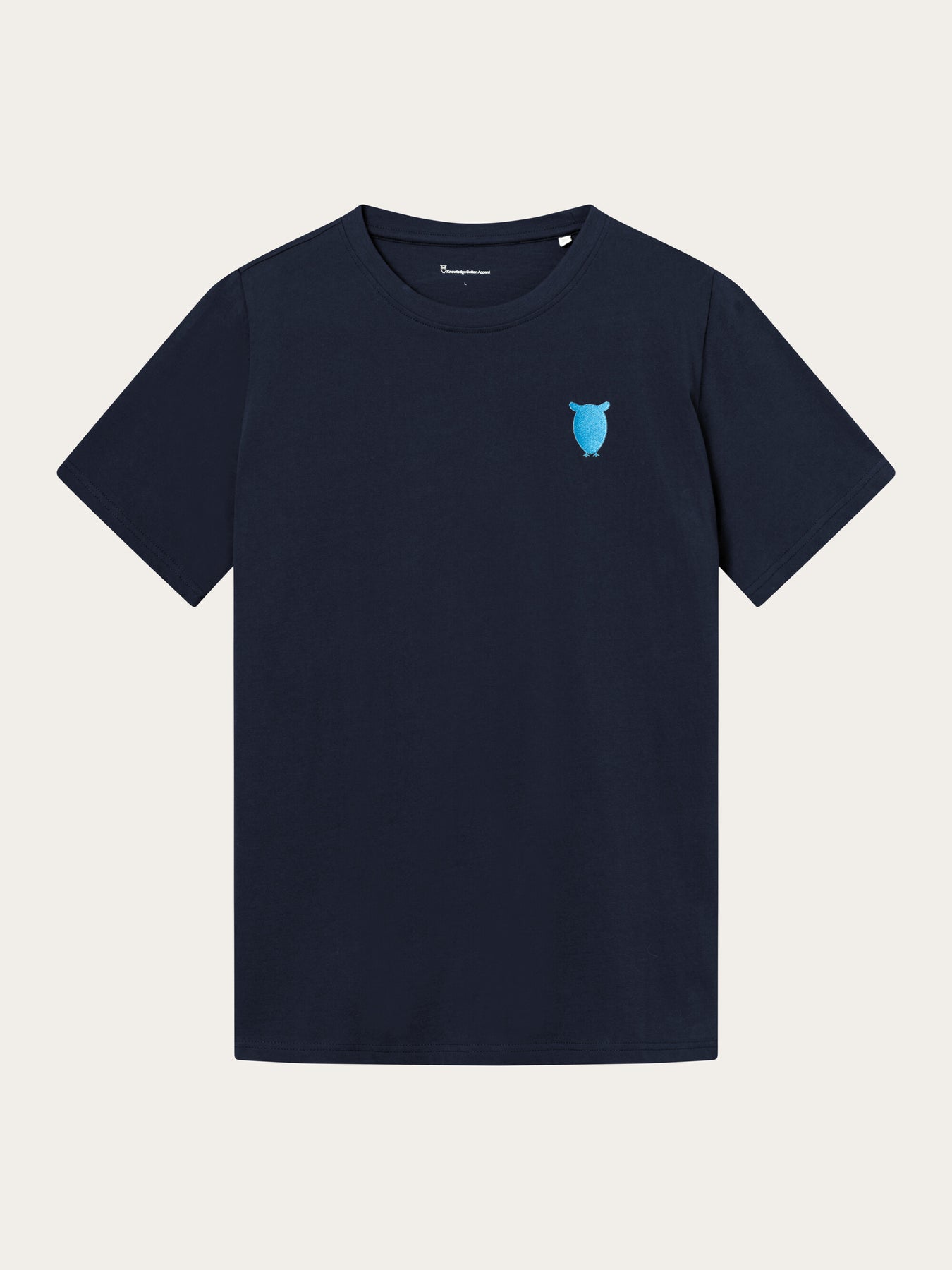 T-shirt brodé en coton bio | Marine "regular fit owl chest night sky"
