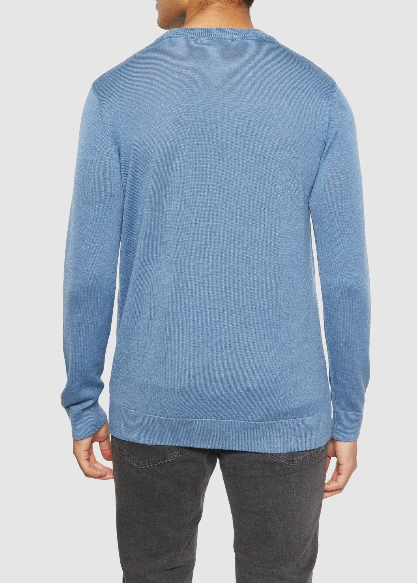 pull léger en laine mérinos certifiée | bleu clair "karl regular merino knit crew neck moonlight blue"