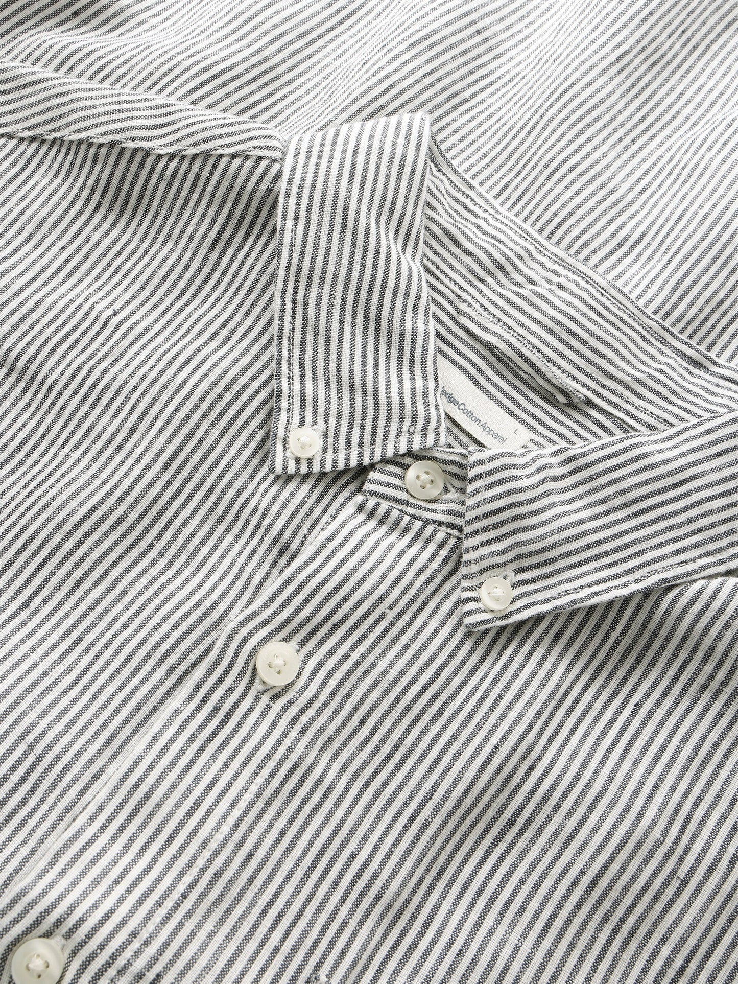 chemise en lin bio | rayé "Regular striped linen shirt total eclipse"