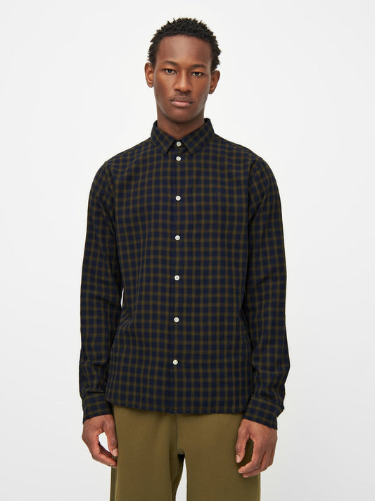 Chemise à carreaux en coton bio | Bleu "small checkered shirt blue check"