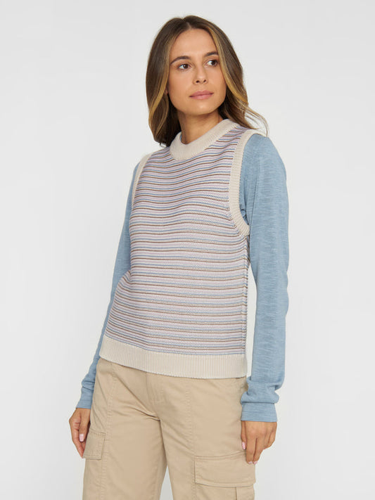 Pull sans manches en coton bio | Rayé "relaxed fit cotton knit vest stripe"