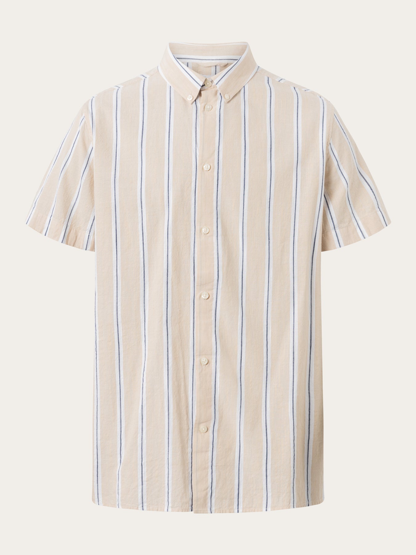 Chemise à manches courtes beige en coton bio - relaxed short sleeved shirt safari