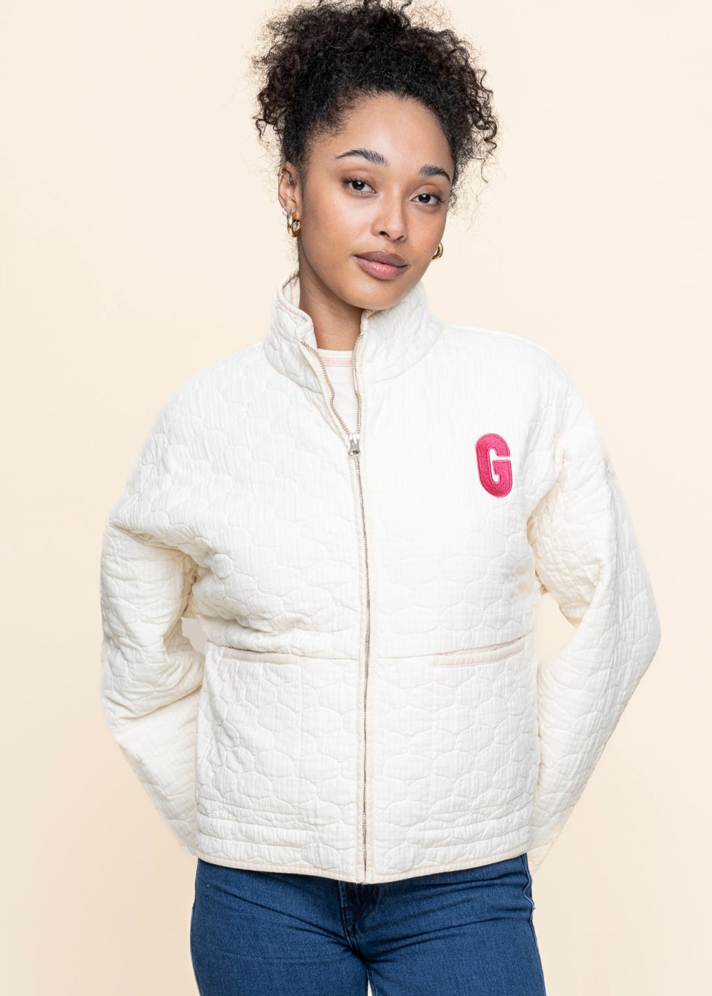 Veste matelassée en coton bio | écru "Renaître - vanille"