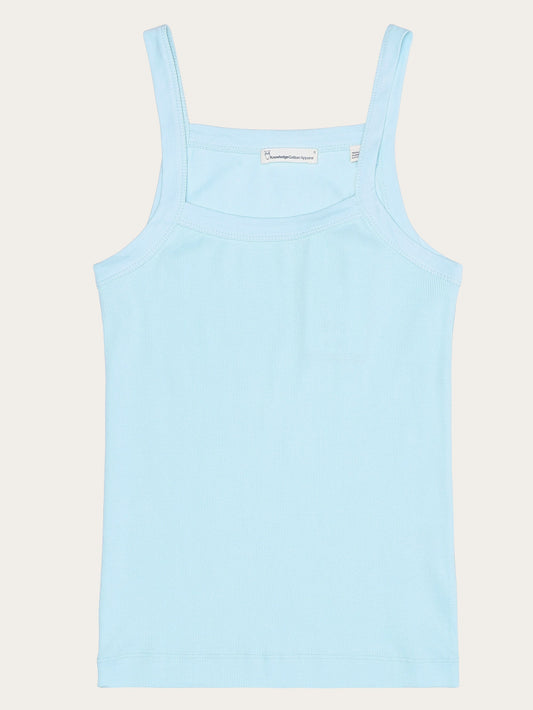 Débardeur en coton biologique | turquoise "rib strap top - aqua-esque"