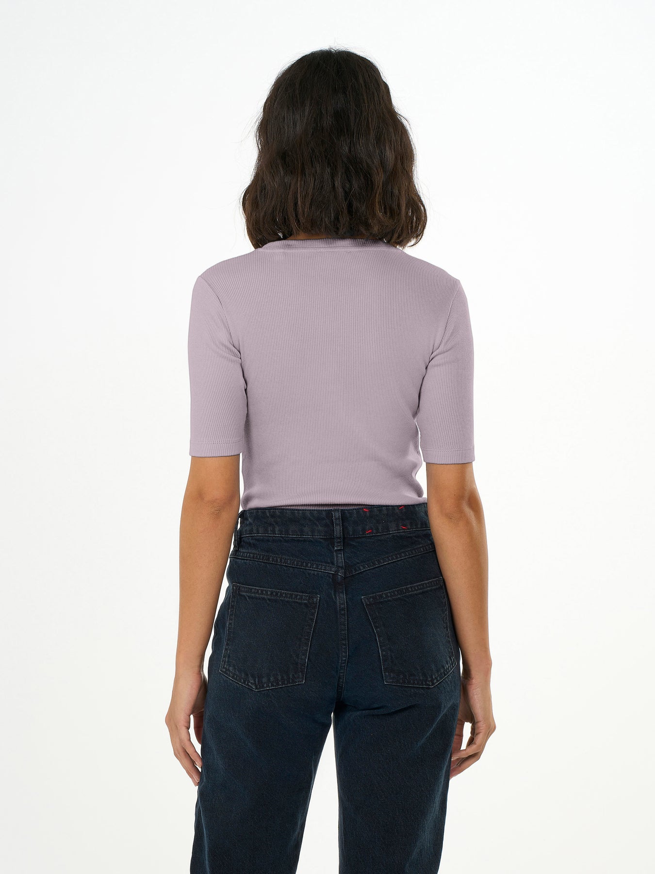T-shirt lilas côtelé en coton bio - rib t-shirt nirvana