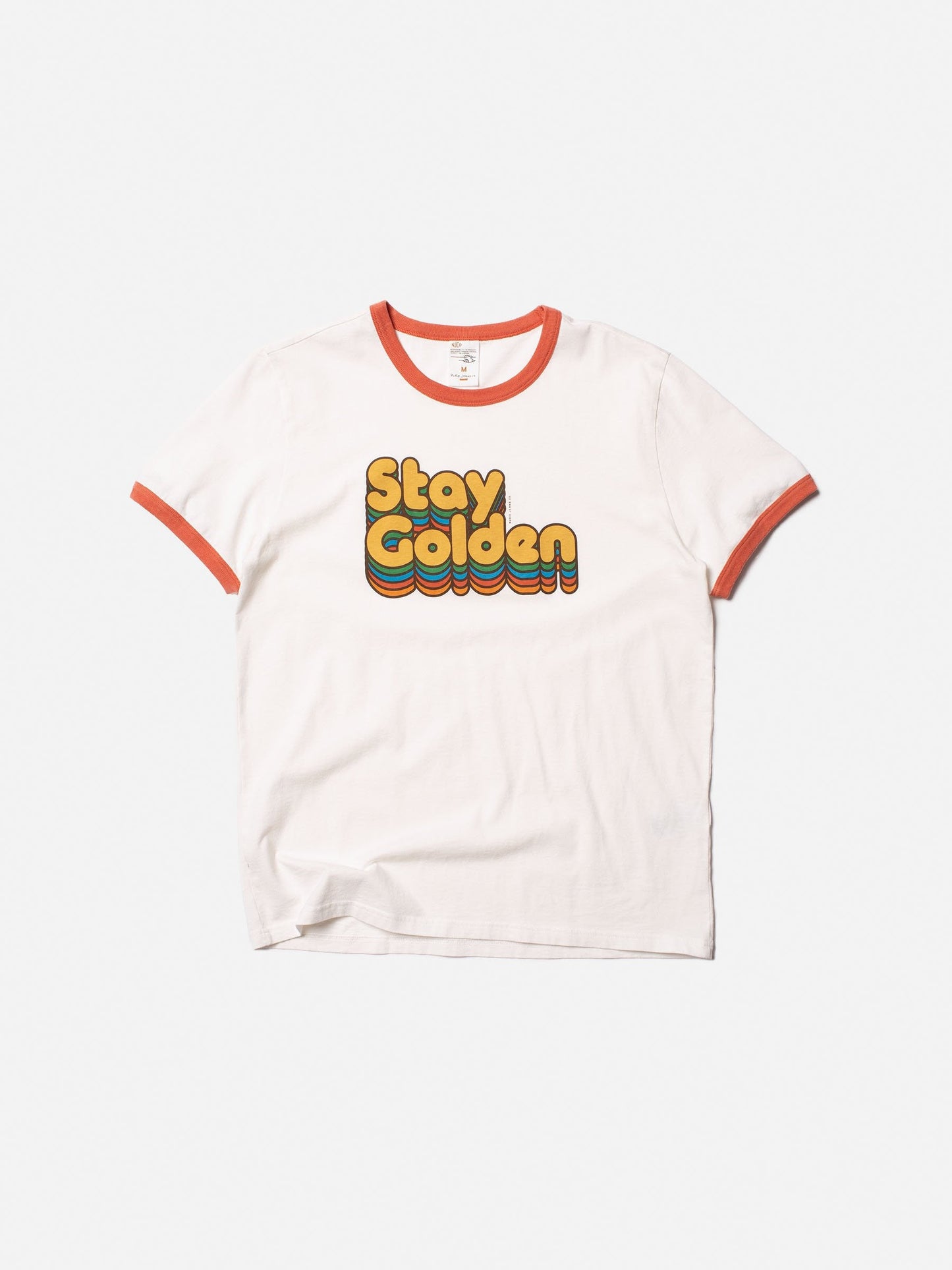 T-shirt blanc imprimé en coton bio - ricky stay golden chalk white