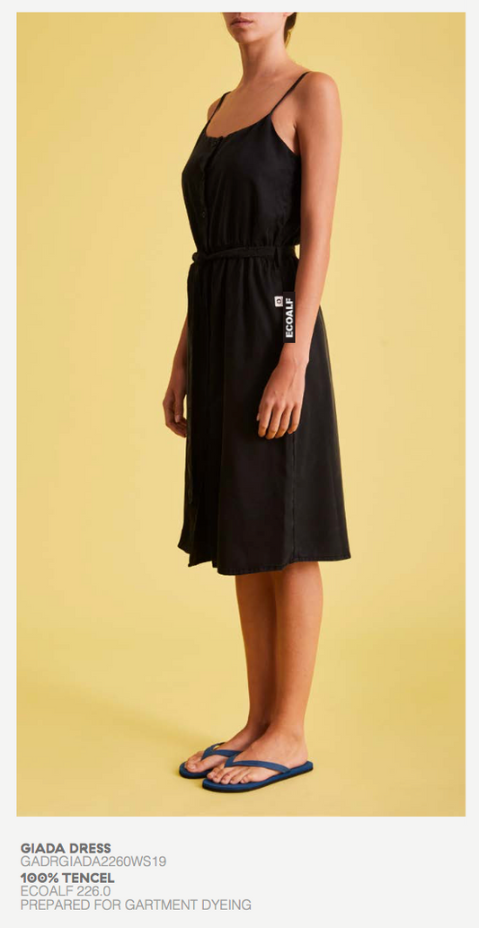 Robe à bretelles noire en tencel - Giada