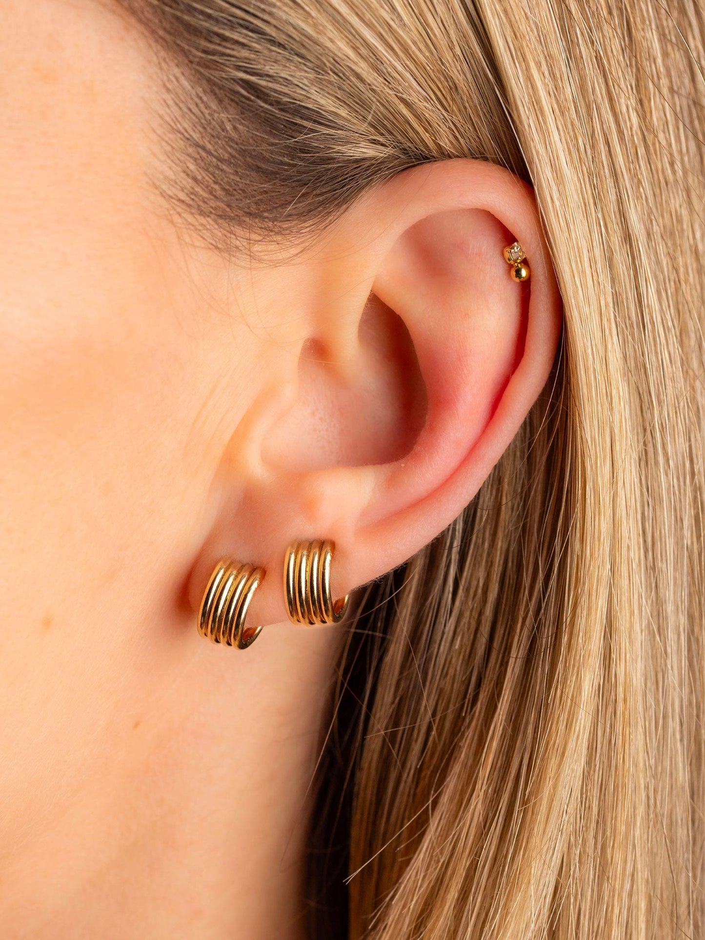 Boucles d'oreilles en plaqué or certifié | doré "paire de créoles rocco - plaqué or"