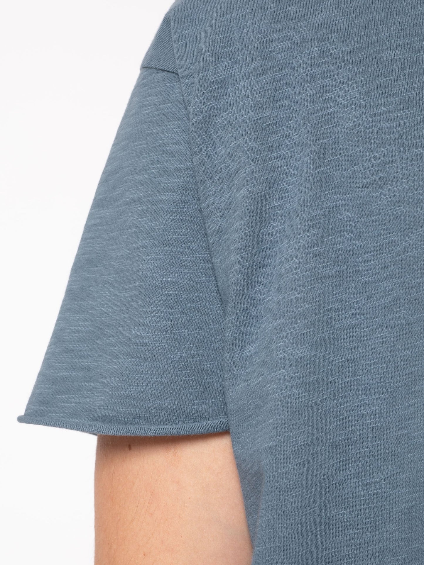 T-shirt ample bleu en coton bio - Roger Slub 50s Blue