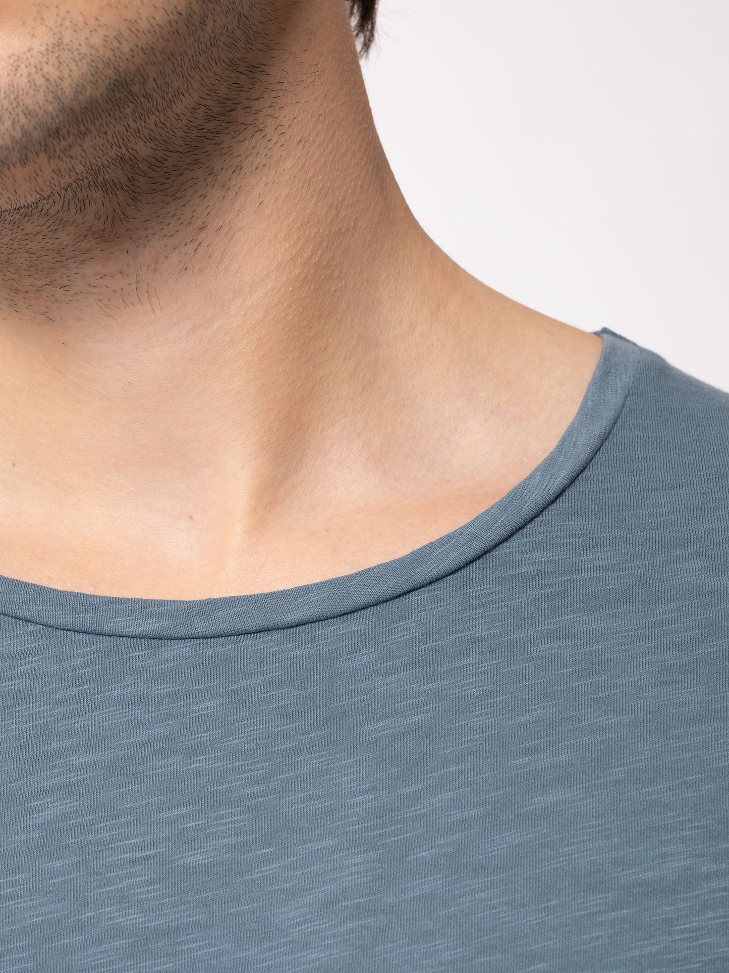 T-shirt ample bleu en coton bio - Roger Slub 50s Blue
