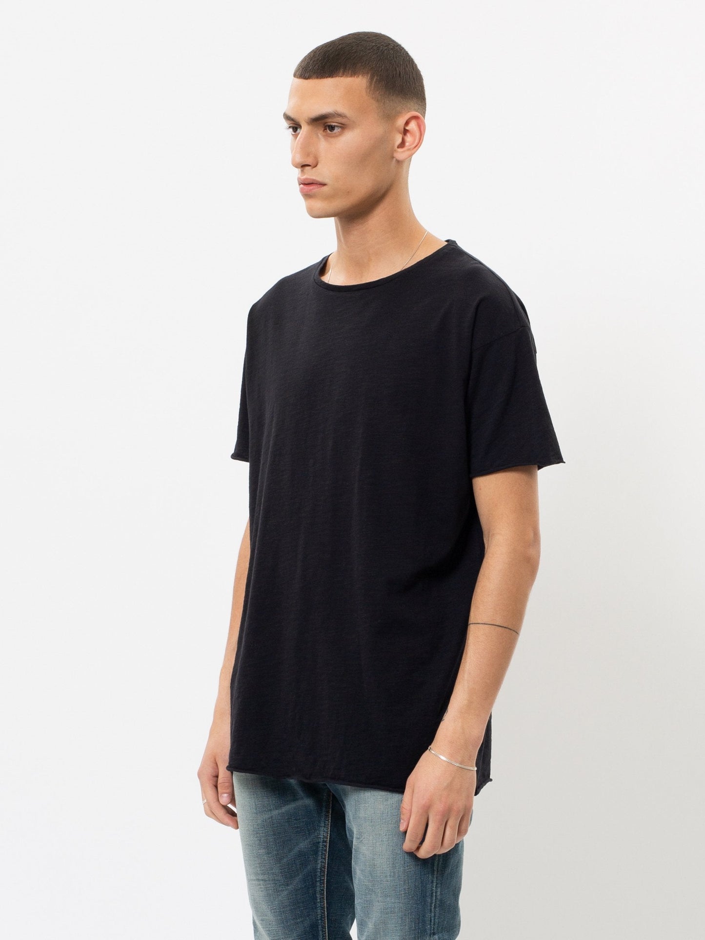 T-shirt ample noir en coton bio - Roger slub black
