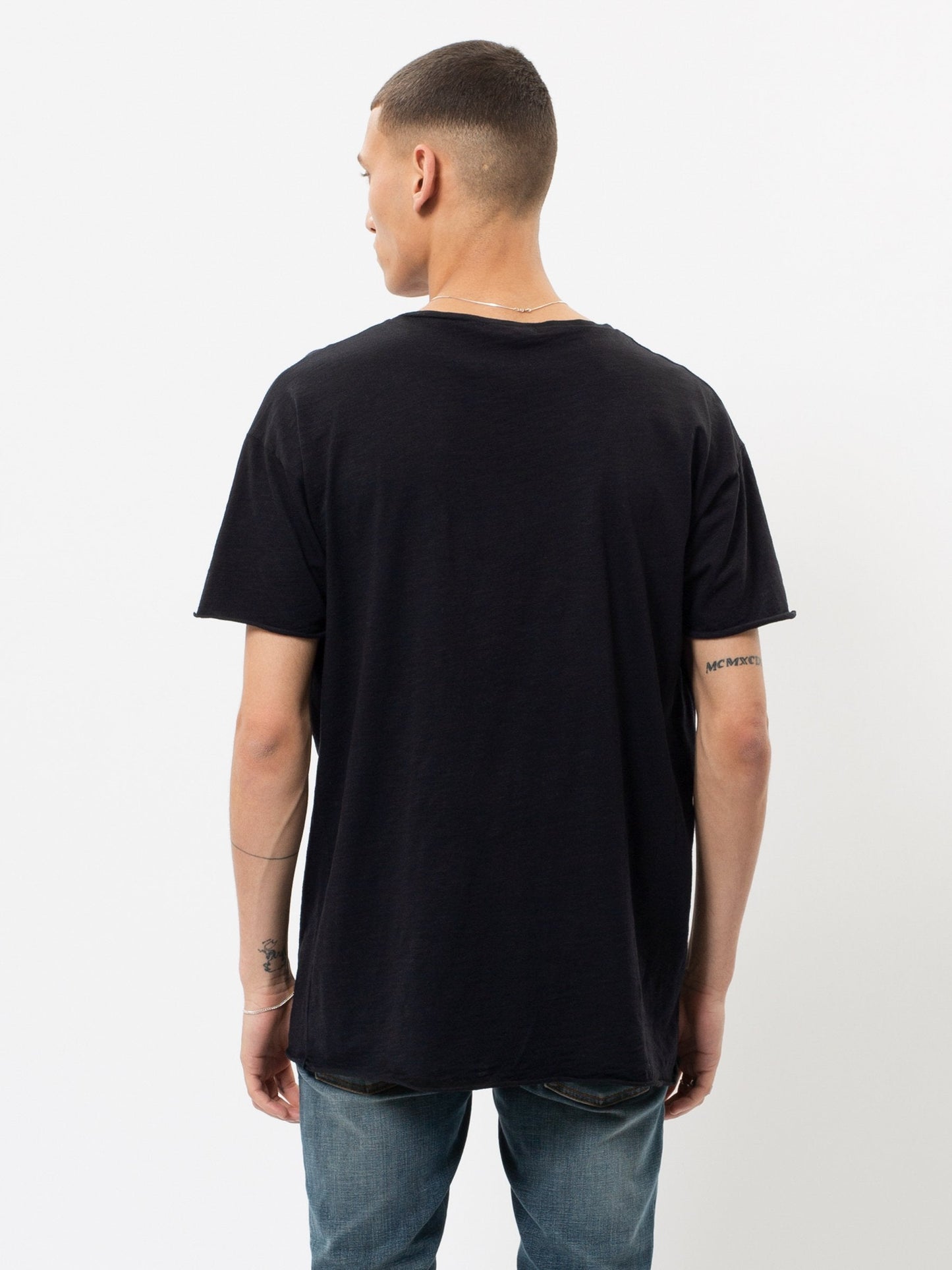 T-shirt ample noir en coton bio - Roger slub black