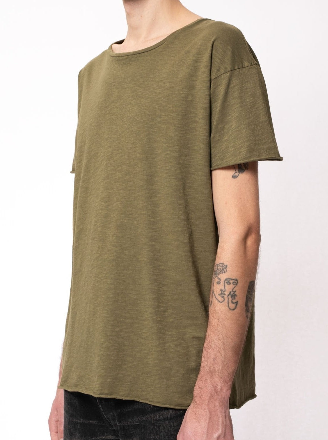T-shirt ample vert chiné en coton bio - roger slub faded green