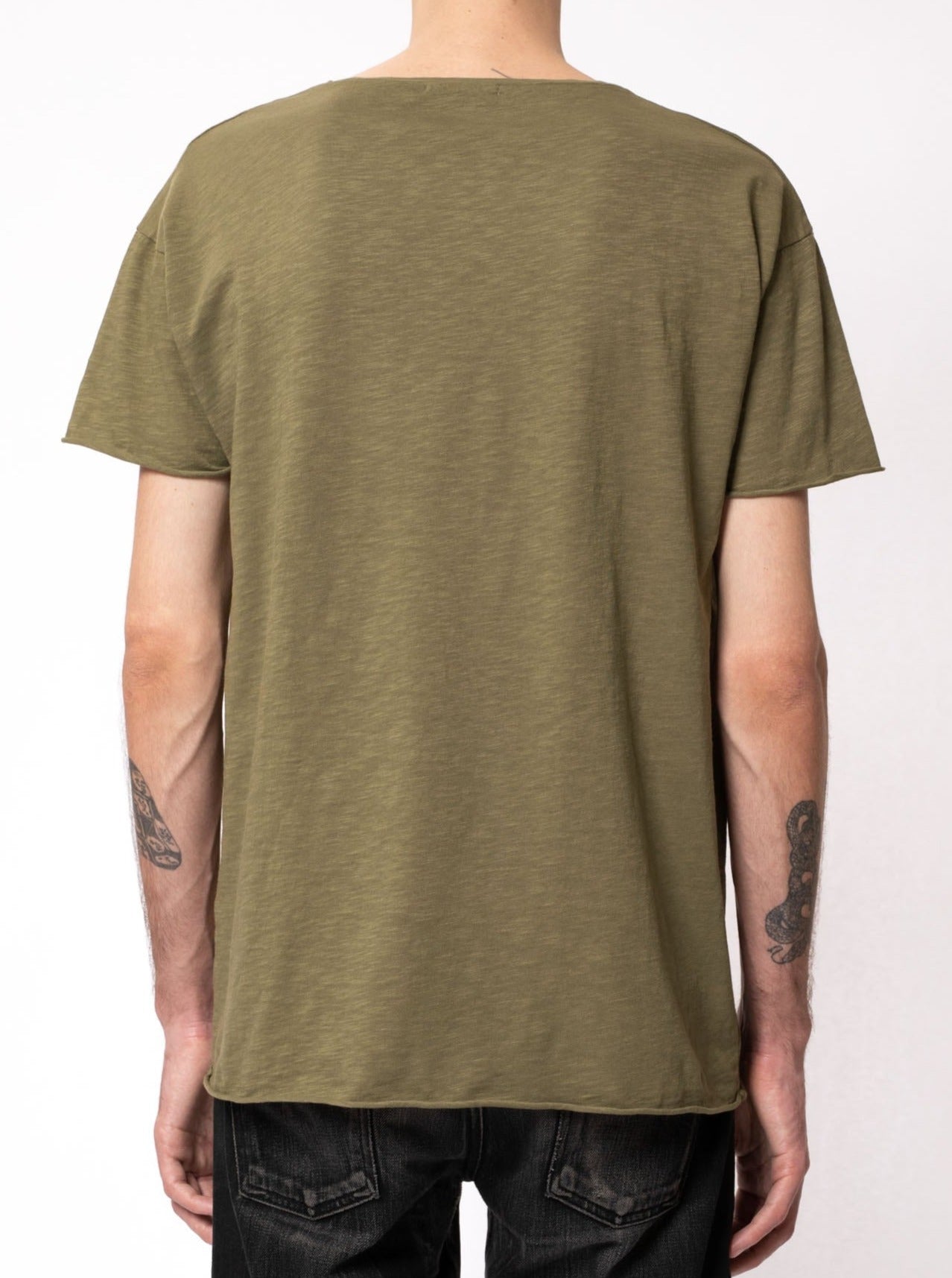 T-shirt ample vert chiné en coton bio - roger slub faded green