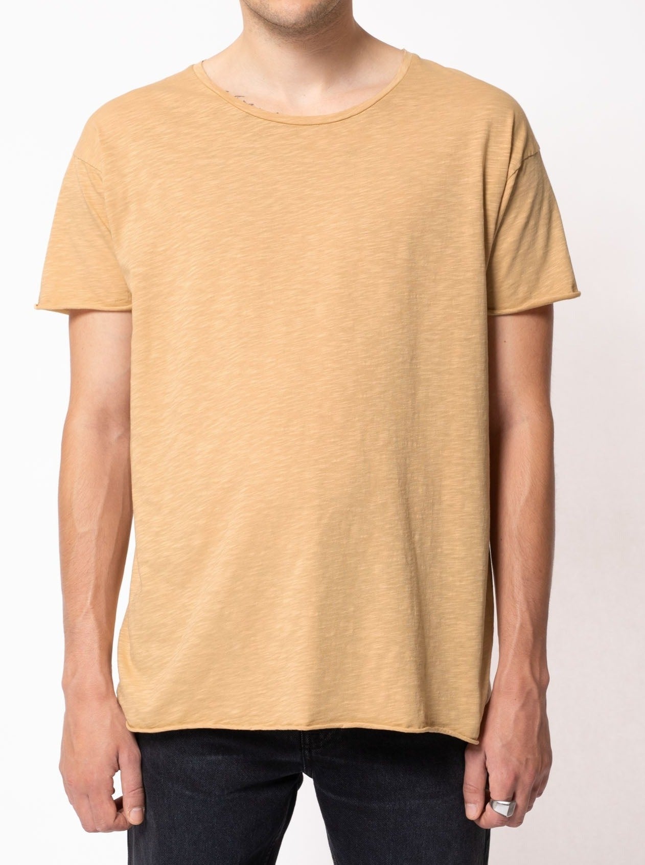 T-shirt ample beige en coton bio - roger slub faded sun