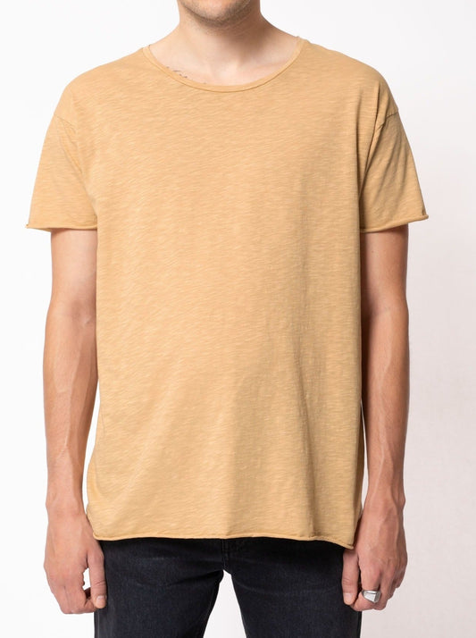 T-shirt ample beige en coton bio - roger slub faded sun