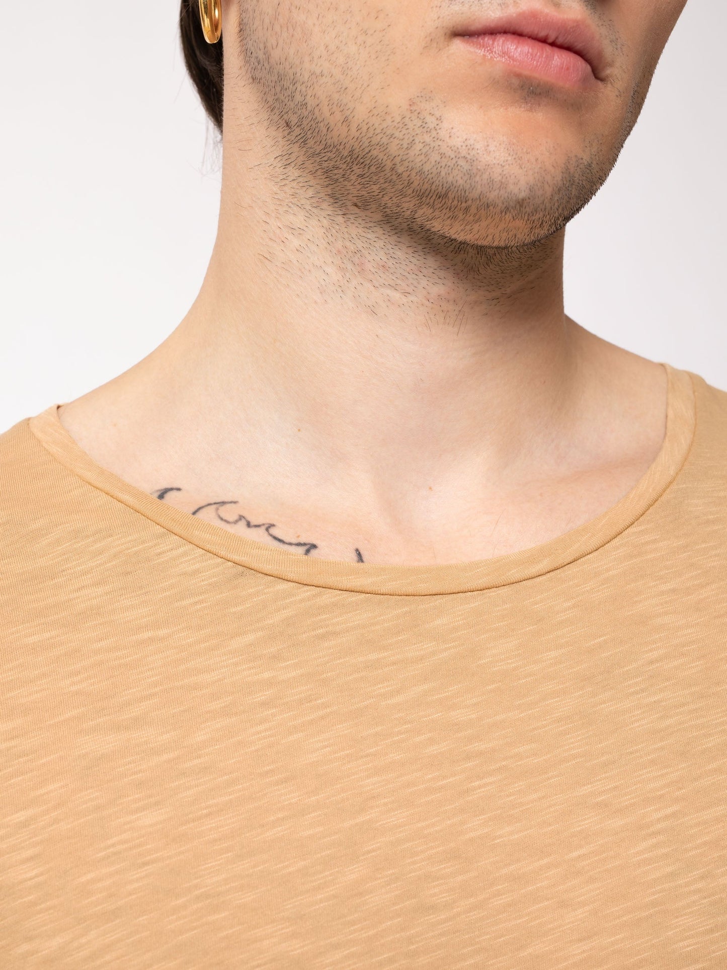 T-shirt ample beige en coton bio - roger slub faded sun