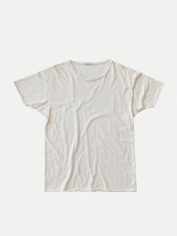 T-shirt ample manches courtes en coton bio | blanc "Roger slub offwhite"