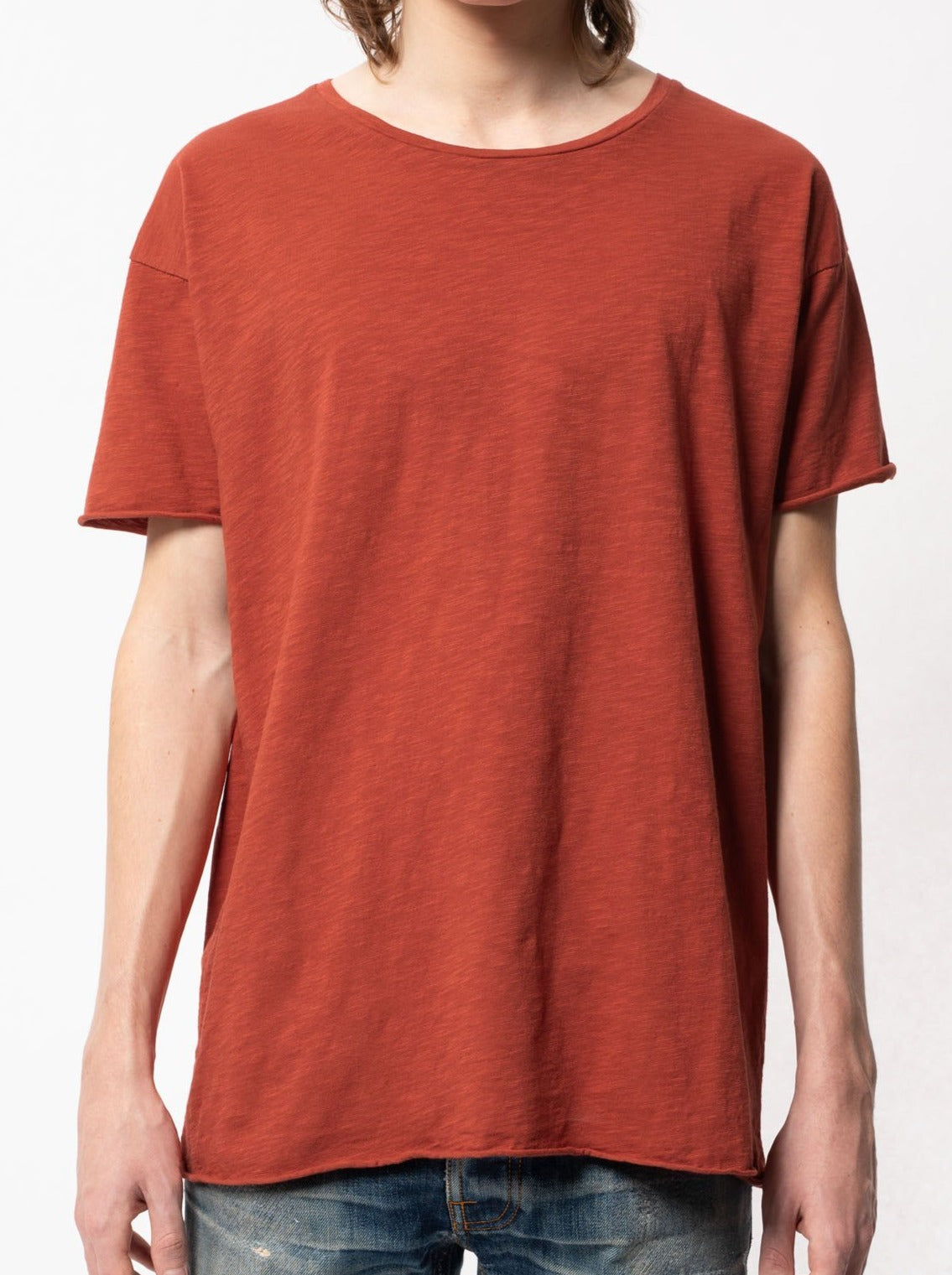 T-shirt ample rouge en coton bio - Roger slub poppy red