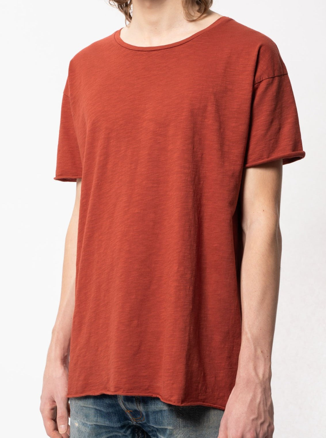 T-shirt ample rouge en coton bio - Roger slub poppy red