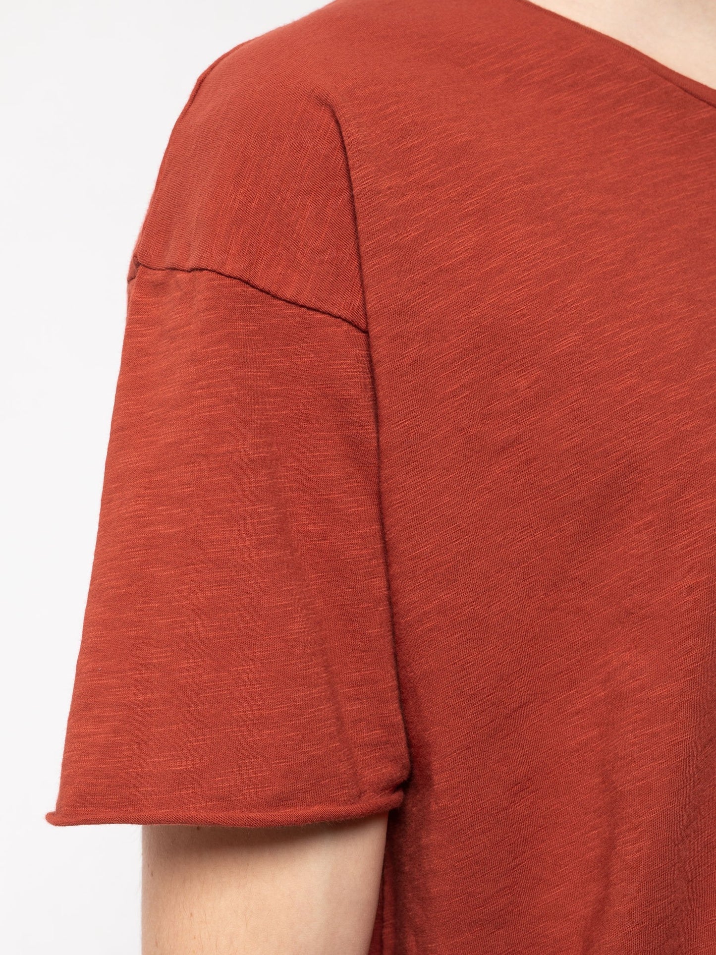 T-shirt ample rouge en coton bio - Roger slub poppy red