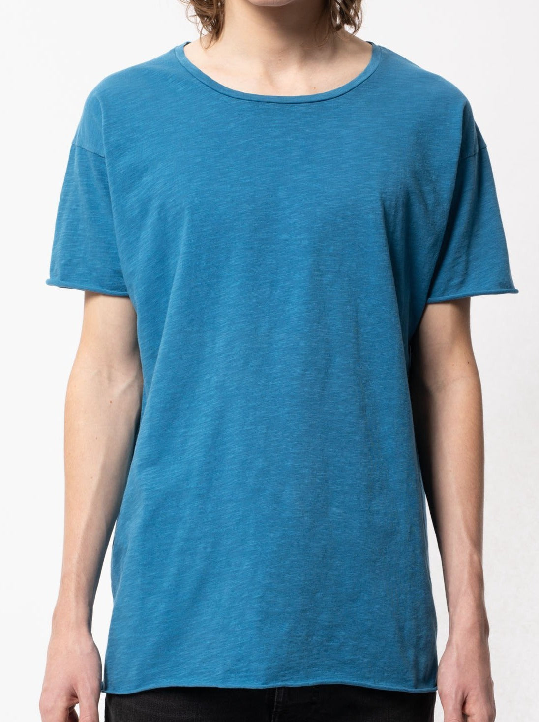 T-shirt ample bleu en coton bio -  roger skyblue