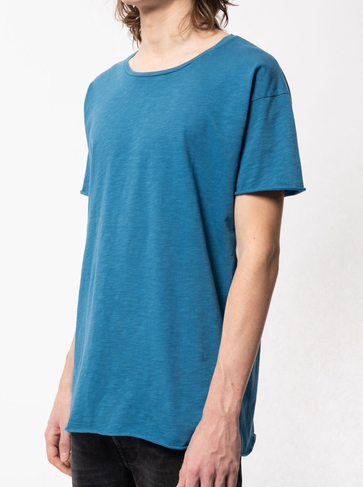 T-shirt ample bleu en coton bio -  roger skyblue