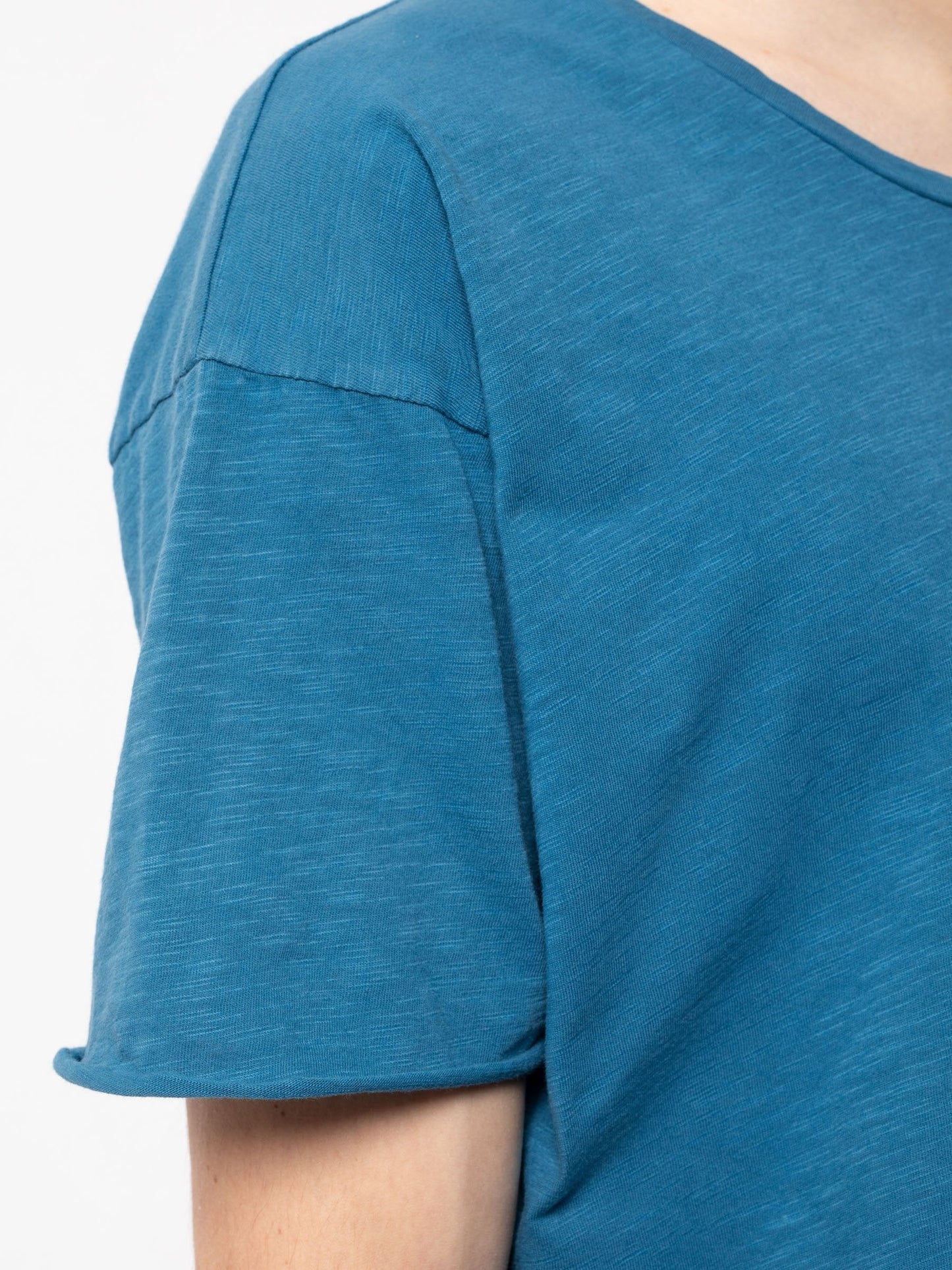 T-shirt ample bleu en coton bio -  roger skyblue