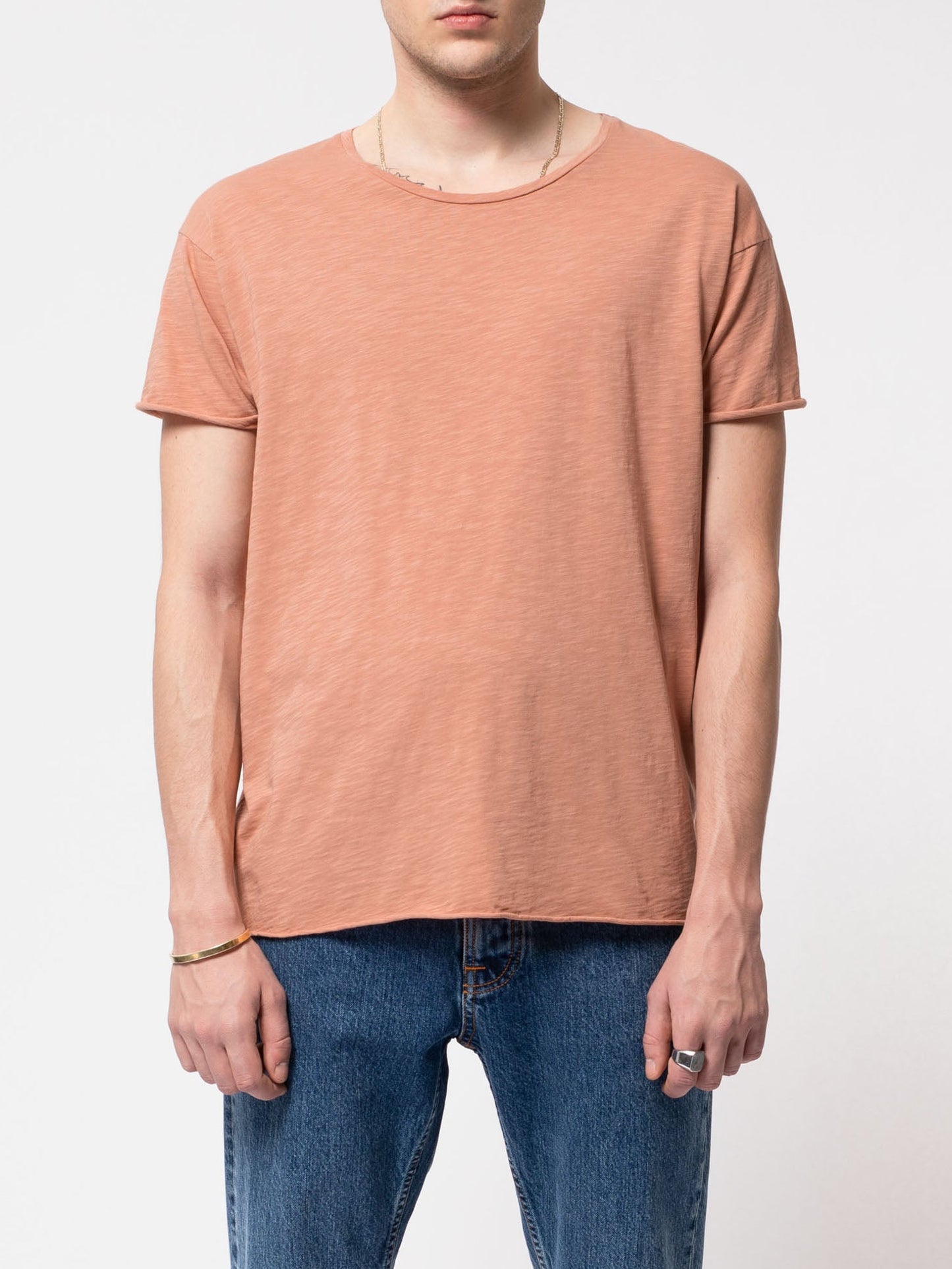 T-shirt ample pêche en coton bio - Roger slub