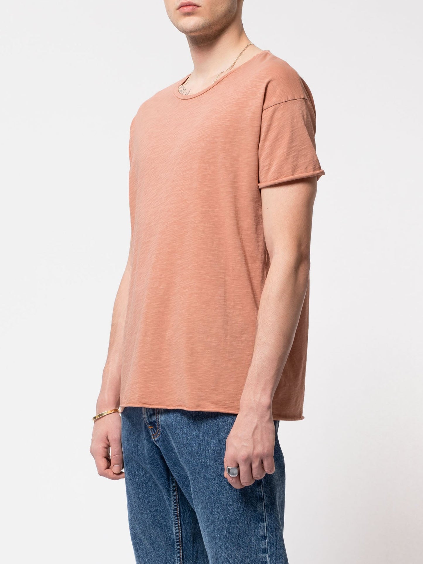 T-shirt ample pêche en coton bio - Roger slub