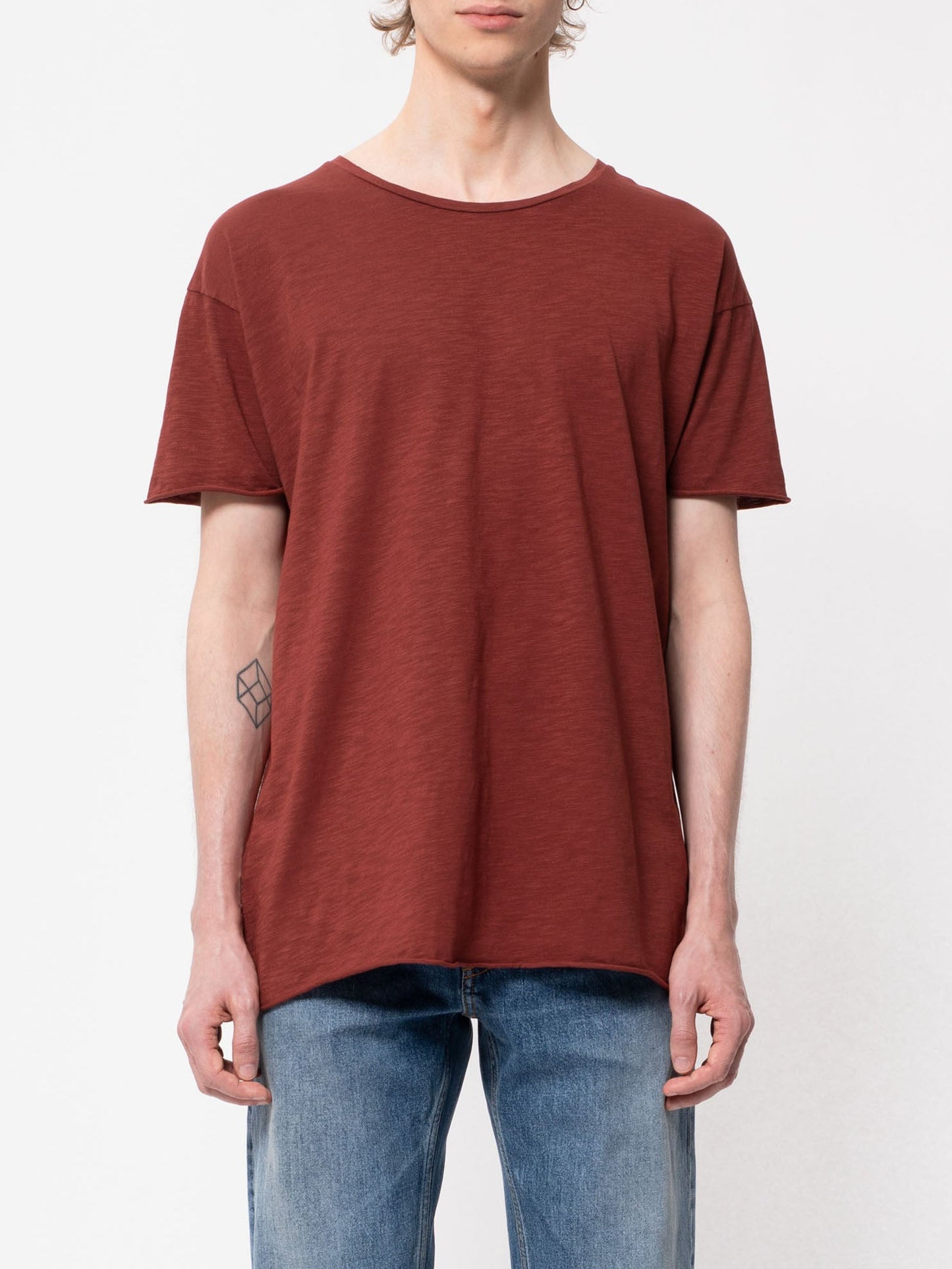 T-shirt rouge brique en coton bio - Roger