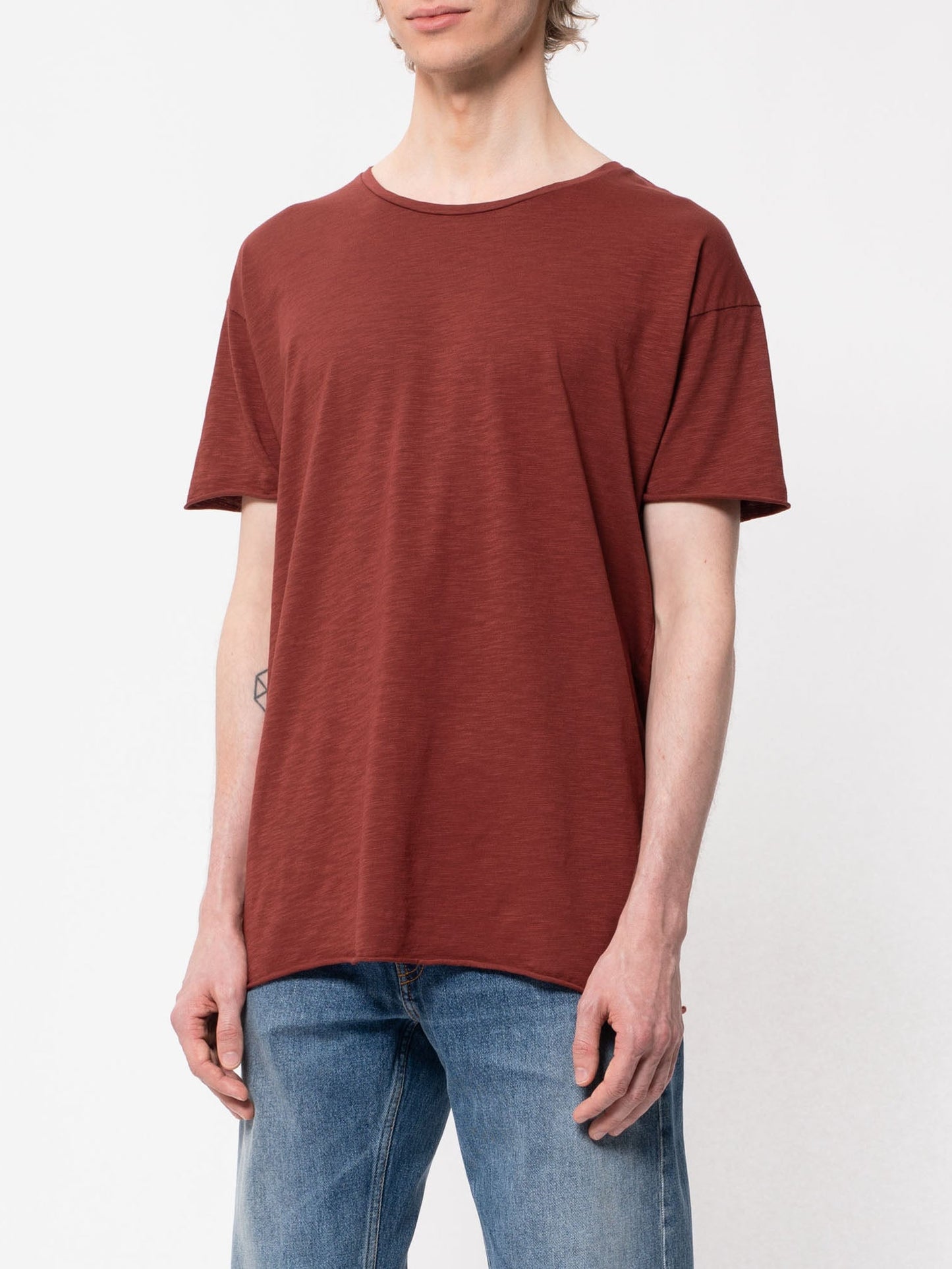 T-shirt rouge brique en coton bio - Roger