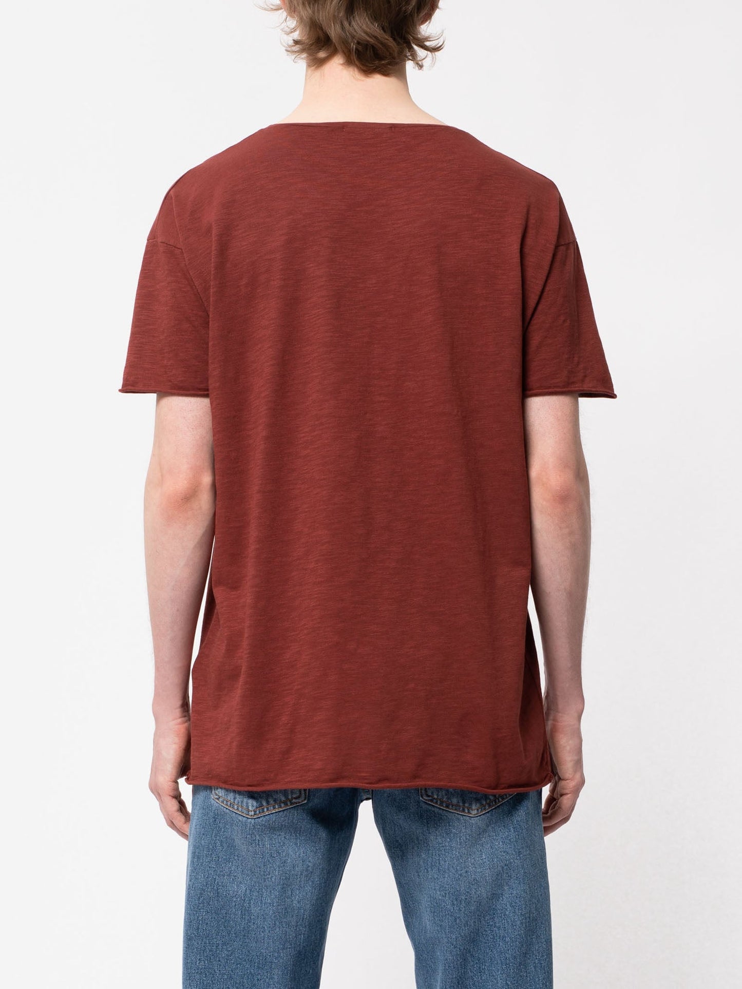 T-shirt rouge brique en coton bio - Roger