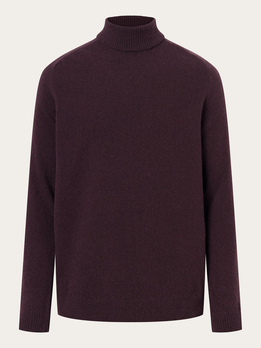 Pull col roulé en laine bio | Acajou "roll neck wool knit deep mahogany"