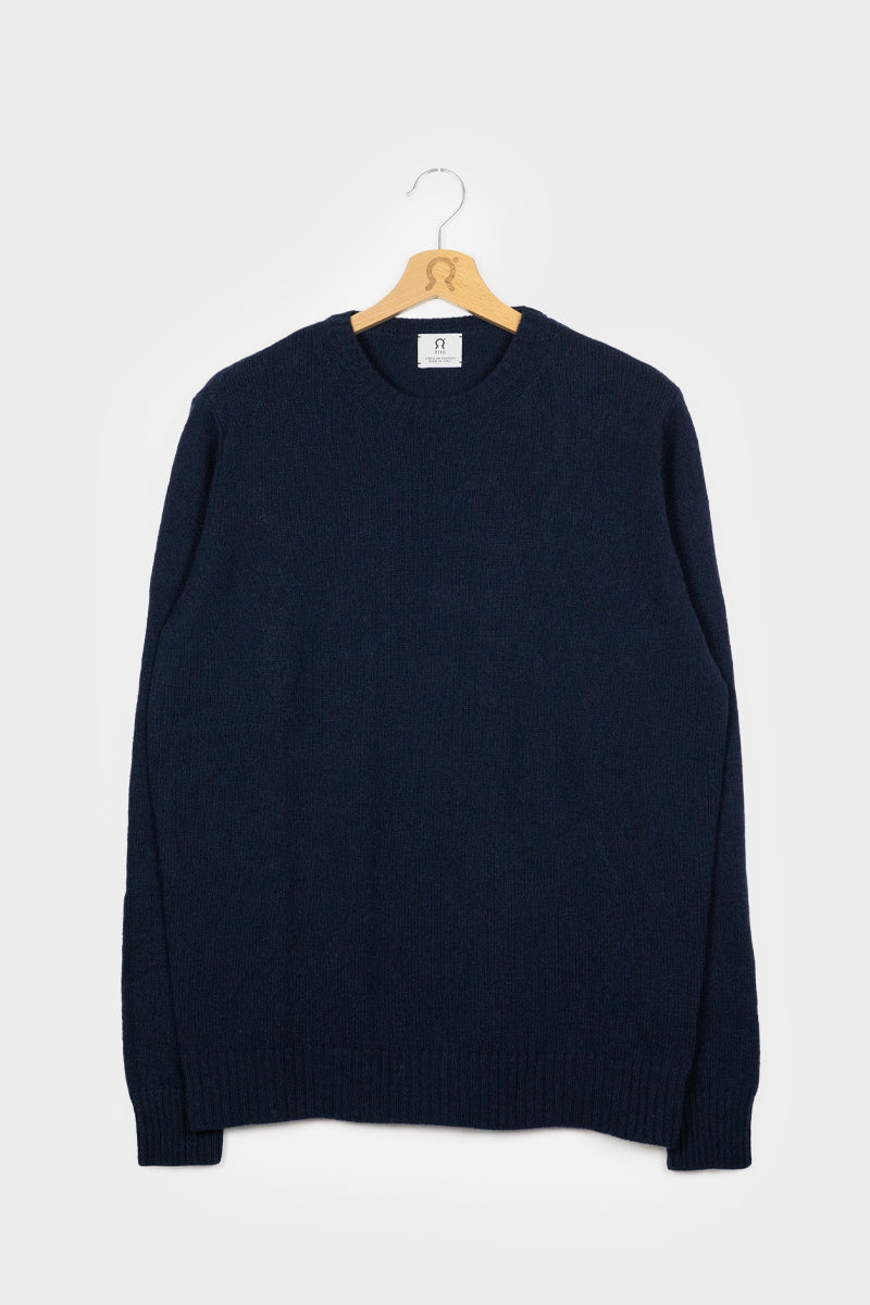 Pull col rond en cachemire recyclé | marine "maglia romeo blu mora"