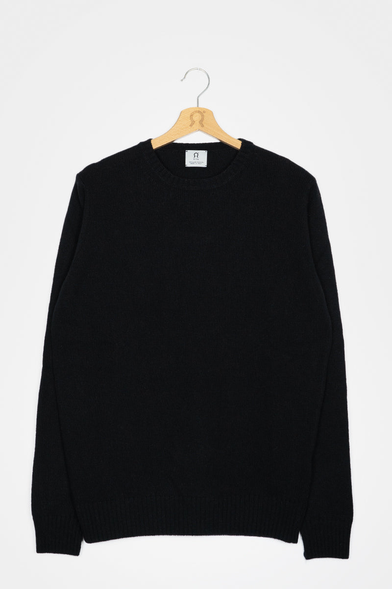 Pull col rond en cachemire recyclé | noir "maglia romeo nero ardesia"