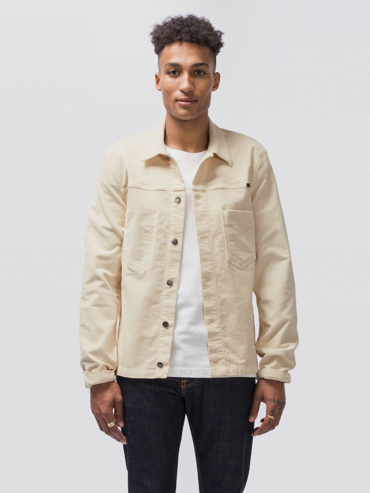 Veste en velours écru en coton bio - Ronny
