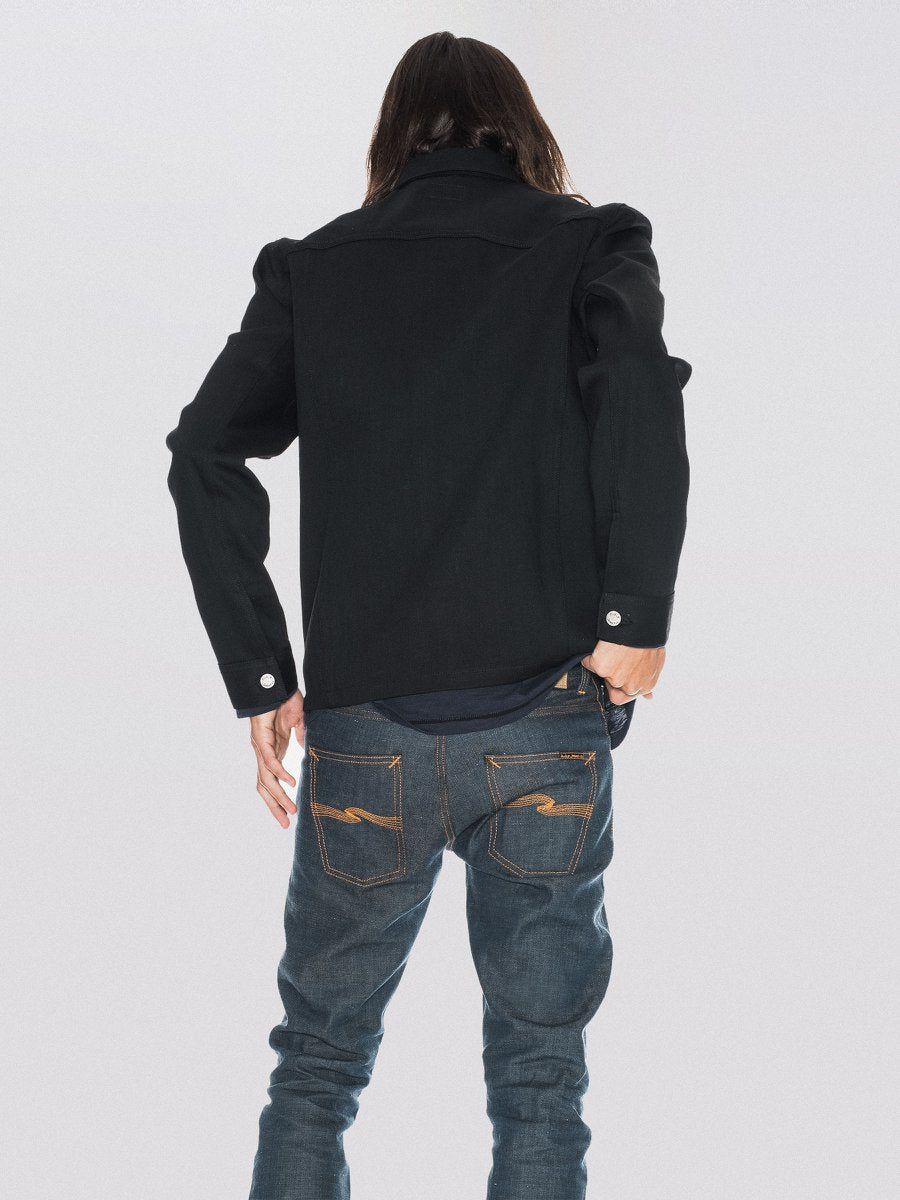 Veste en jean selvage noir en coton bio - ronny