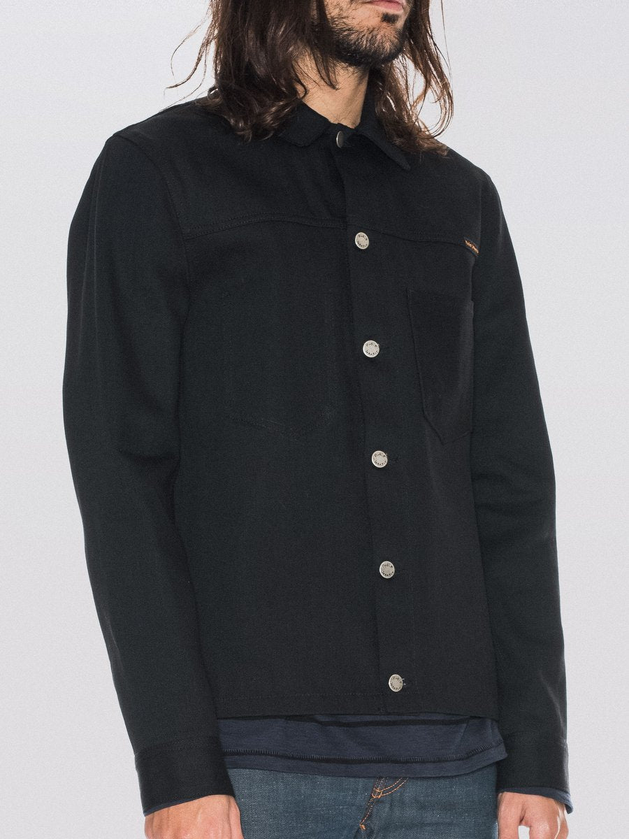 Veste en jean selvage noir en coton bio - ronny