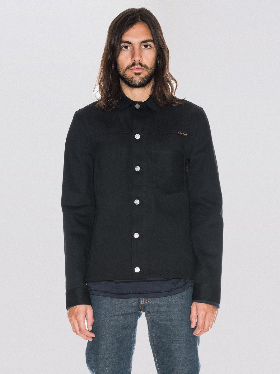 Veste en jean selvage noir en coton bio - ronny